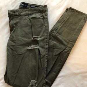 Olive Green Distressed Hollister Jeans